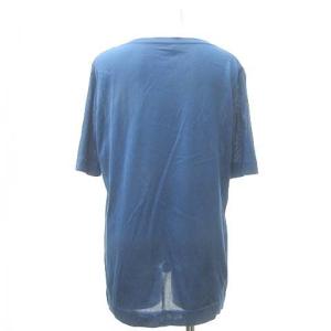 HERMES CHRISTOPHE COLOMB DECOUVRE 帆船 シルク ニット カットソー 五分袖 40 M位 青 ブルー 0629