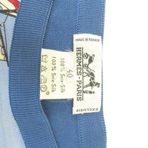 HERMES CHRISTOPHE COLOMB DECOUVRE 帆船 シルク ニット カットソー 五分袖 40 M位 青 ブルー 0629