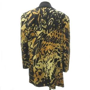 LEONARD FASHION 金釦 レオパード柄 ショールカラー ジャケット カーディガン ショール付き 約L 茶 ブラウン ブラック 