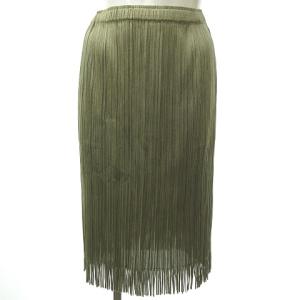 PLEATS PLEASE ISSEY MIYAKE 18AW PP83-J6615 フリンジ スカート ひざ丈 3 カーキ グリーン