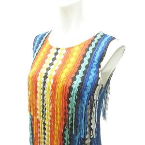 イッセイミヤケ LIGHT BREEZE フリンジ カットソー 幾何学模様 総柄 マルチ