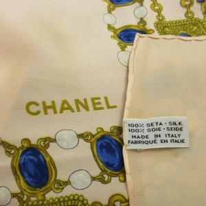 CHANEL ヴィンテージ 宝飾模様 スカーフ ストール ショール ジュエリー柄 シルク ピンク