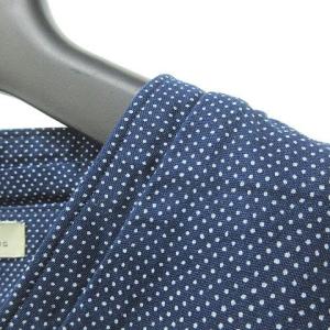 OLD JOE ノーカラーシャツ ドット 長袖 総柄 ネイビー