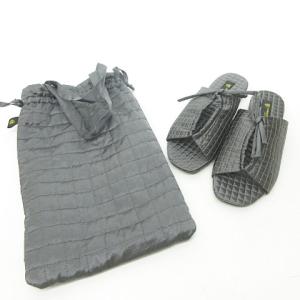 Drawer 21AW 収納袋付き キルティング サンダル フラット シューズ F グレー 0625