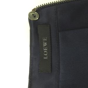 LOEWE バックジップ サテン タイトスカート ひざ丈 38 ネイビー