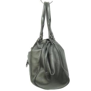 LOEWE レザー ハンドバッグ アナグラム 382.12.A19 メタリック 緑 グレー