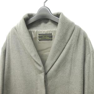 Leilian 金タグ ウールコート ステンカラー オーバー ジャケット カシミヤ混 13+ グレー