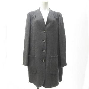 ウール ノーカラーコート 13+ 大きいサイズ グレー STK 0726