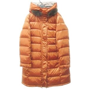 Leilian 銀タグ ダウンジャケット コート ミディ丈 フォックスファー リバーシブル ベージュ オレンジ