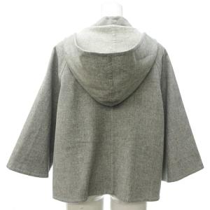 Leilian ポンチョ風 フード付き ウール ジャケット グレー