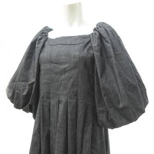 CWFO221046 22SS スクエアネック デニム ワンピース 半袖 ロング  38 ダークグレー