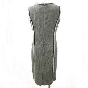 LANVIN 近年 ワンピース ジャケット セットアップ ノーカラー ひざ丈 バイカラー 38 ネイビー ホワイト