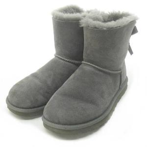 MINI BAILEY BOW ショートブーツ ムートン スエード 1005062 23cm チャコールグレー