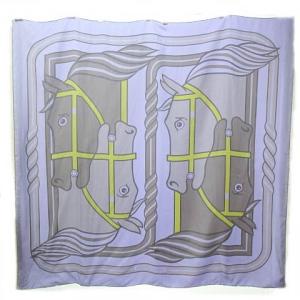 HERMES カレ140 QUADRIGE カレジェアン シルク 馬柄 スカーフ パープル