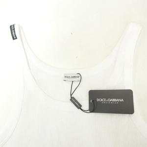 DOLCE&GABBANA タグ付き リブ タンクトップ コットン スリムフィット ラウンドネック アンダーウェア インナー ホワイト 白 S M8C19JOUAIJ