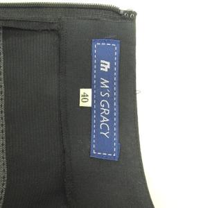 M'S GRACY ボーダー フレア ワンピース ひざ丈 半袖 40 ブラック ホワイト