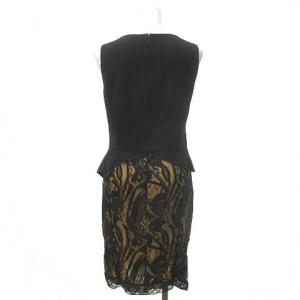 Emilio Pucci ノースリーブ ペプラム ワンピース レース イタリア製 I 42 M位 ブラック ベージュ RRR 0814