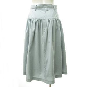 M'S GRACY 近年 リボン付き フレア スカート ひざ下丈 水色 ブルー 38