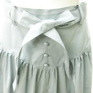 M'S GRACY 近年 リボン付き フレア スカート ひざ下丈 水色 ブルー 38