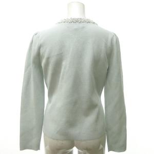 M'S GRACY AK-218105 カーディガン パール ビジュー リボン装飾  38 ライトブルー