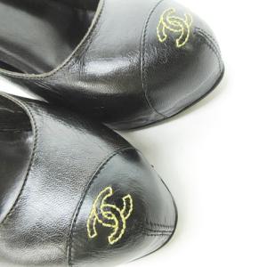 CHANEL ココマーク ステッチ パンプス 35 黒