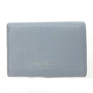 kate spade new york コンパクト ミニ ウォレット 財布 シボ革 レザー ダブルホック ブルー