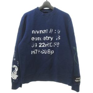 近年 プリント スウェットシャツ トレーナー 長袖 クルーネック イタリア製 RMJE0066P17 XS パープル 0825