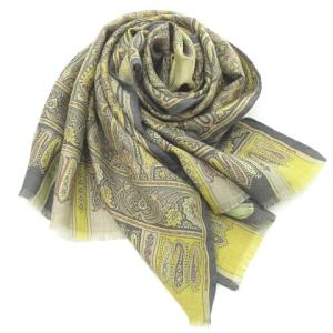 ペイズリー柄 スカーフ カシミヤ フリンジ イタリア製 ベージュ系 グレー系 RRR 0829