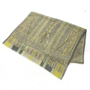 ETRO ペイズリー柄 スカーフ カシミヤ フリンジ イタリア製 ベージュ系 グレー系 RRR 0829
