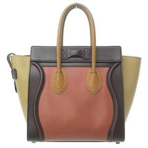 CELINE ラゲージ マイクロショッパー ハンドバッグ レザー ピンク ダークブラウン ベージュ
