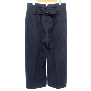 MHL. ワイド パンツ スラックス ボタンフライ シンチバック ウール混 3 L ブルー 0922