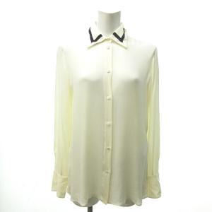 VALENTINO リボン付 シルクシャツ ブラウス 長袖 ロングスリーブ イタリア製 アイボリー 40