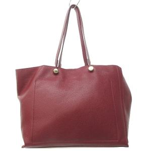 FURLA 美品 トートバッグ ハンド シボレザー シボ革 レッド