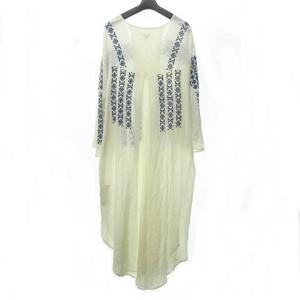Ron Herman 刺繍ワンピース ガーゼ インド綿 ドロップショルダー S マキシワンピース ホワイト