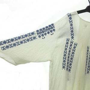 Ron Herman 刺繍ワンピース ガーゼ インド綿 ドロップショルダー S マキシワンピース ホワイト