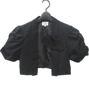 近年 ボレロ ジャケット リボン ギャザー ナイロン 半袖 ブラック 38