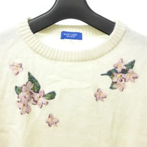BLUE LABEL CRESTBRIDGE 近年 フラワー 刺繍 プルオーバー ニット セーター ハイゲージ ホワイト 38