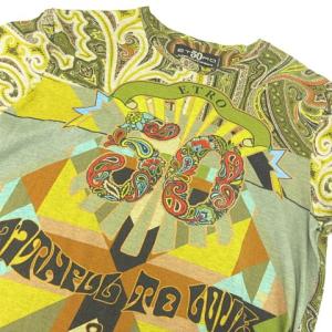 50周年限定 プリント Tシャツ カットソー ペイズリー 緑 グリーン 黄色 イエロー マルチカラー XS STK 0913
