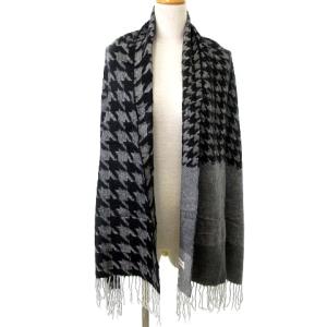 FURLA ショール ストール マフラー フリンジ 千鳥柄 ファッション小物 ブラック グレー 0921