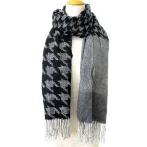FURLA ショール ストール マフラー フリンジ 千鳥柄 ファッション小物 ブラック グレー 0921
