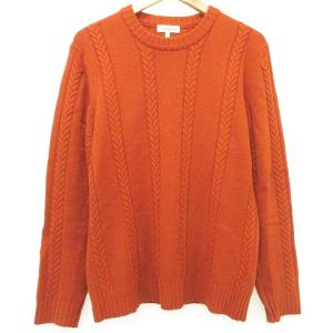 カシミヤ混 ケーブル ニット セーター 長袖 クルーネック 46 オレンジ