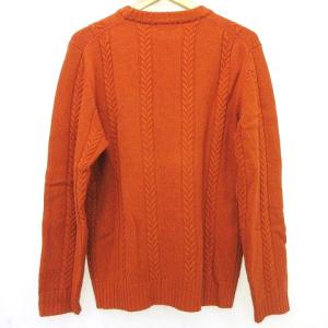 Paul Stuart カシミヤ混 ケーブル ニット セーター 長袖 クルーネック 46 オレンジ