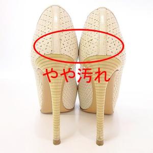 Salvatore Ferragamo パンプス ヴァラ リボン パテントレザー ピンヒール パンチング 8C 25.5cm アイボリー