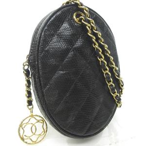 CHANEL マトラッセ ココマーク ショルダーバッグ リザード 0番台 ヴィンテージ 80's ブラック