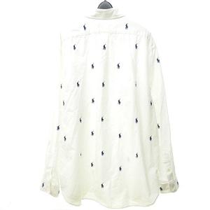 RALPH LAUREN ポニー刺繍 ボタンダウンシャツ 総柄 長袖 BD CLASSIC FIT ホワイト XXL