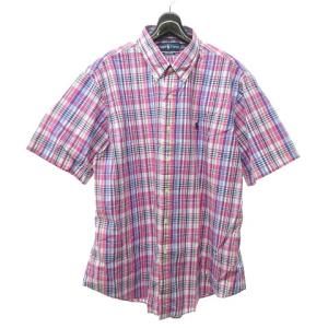 大きいサイズ BDシャツ マドラスチェック 半袖 ボタンダウン コットン ピンク 青 ブルー 緑 グリーン 白 ホワイト XXL