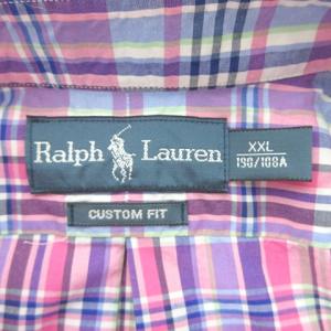 RALPH LAUREN 大きいサイズ BDシャツ マドラスチェック 半袖 ボタンダウン コットン ピンク 青 ブルー 緑 グリーン 白 ホワイト XXL