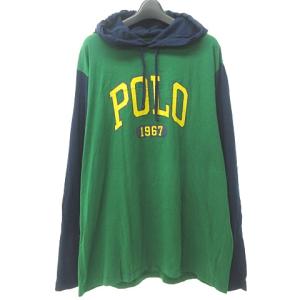 近年 ラバー プリント プルオーバー Tシャツ ロンT パーカー カットソー ロゴ 国内正規品 緑 グリーン 紺 ネイビー