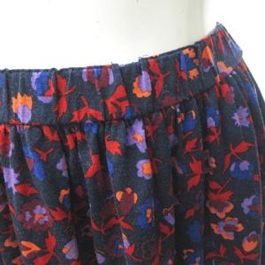 YVES SAINT LAURENT ヴィンテージ フラワー プリント スカート ひざ下丈 フレア 総柄 マルチカラー