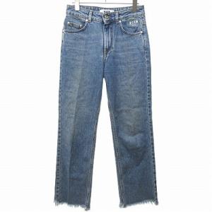 MSGM 20AW デニム パンツ ジーンズ カットアウト ロゴ 刺繍 インディゴ 40